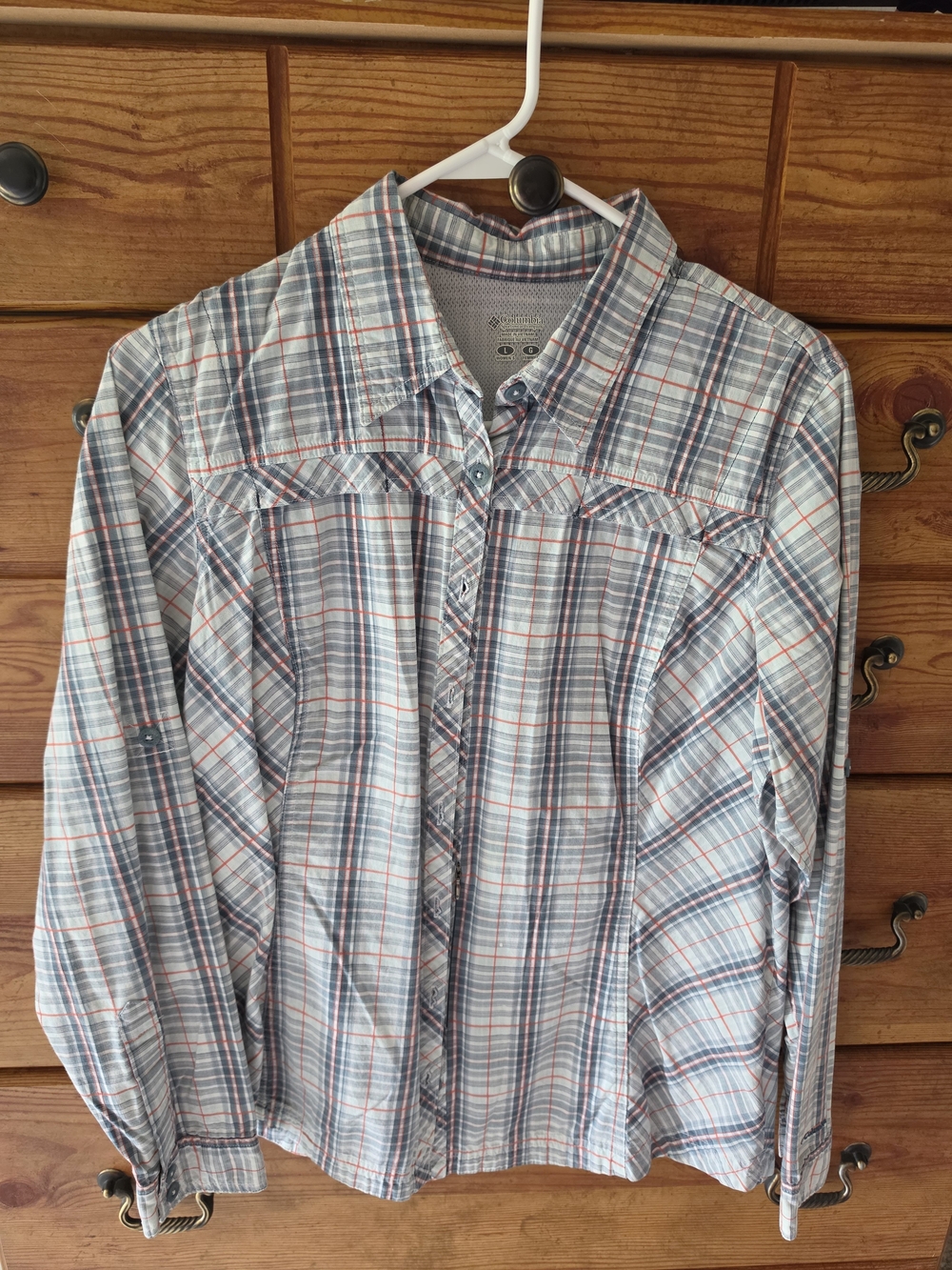 Columbia Light Blue Plaid Button-Down Shirt